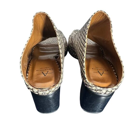 Aquatalia Python Embossed Leather Peep Toe Block Heel Mule 9.5 Italy - Picture 5 of 12